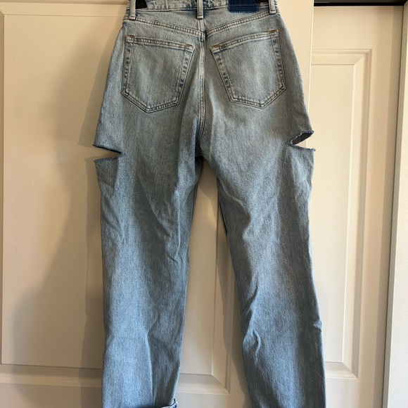 NWOT-high rise dad jeans side distressing-25 curve love - Picture 8 of 12